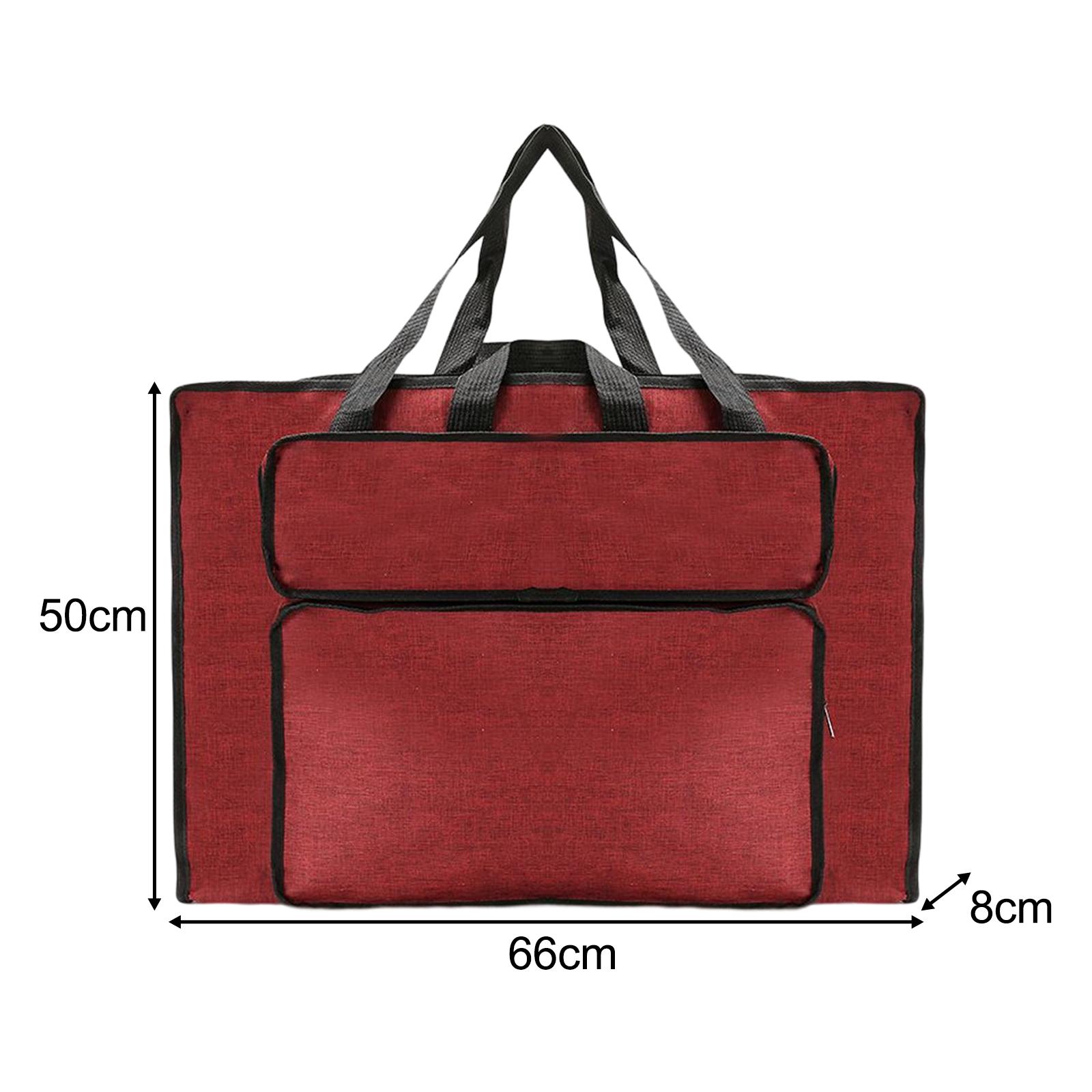 Waterproof Nylon Art Portfolio Case Art Supplies Large Capacity Multifunction Wear Resistant Painting Board Bag for Traveling Carrying Red Large, Size